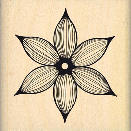 Tampon bois - Envolée de Douceur - Jolie fleur lignée - 4,5 x 4,5 cm