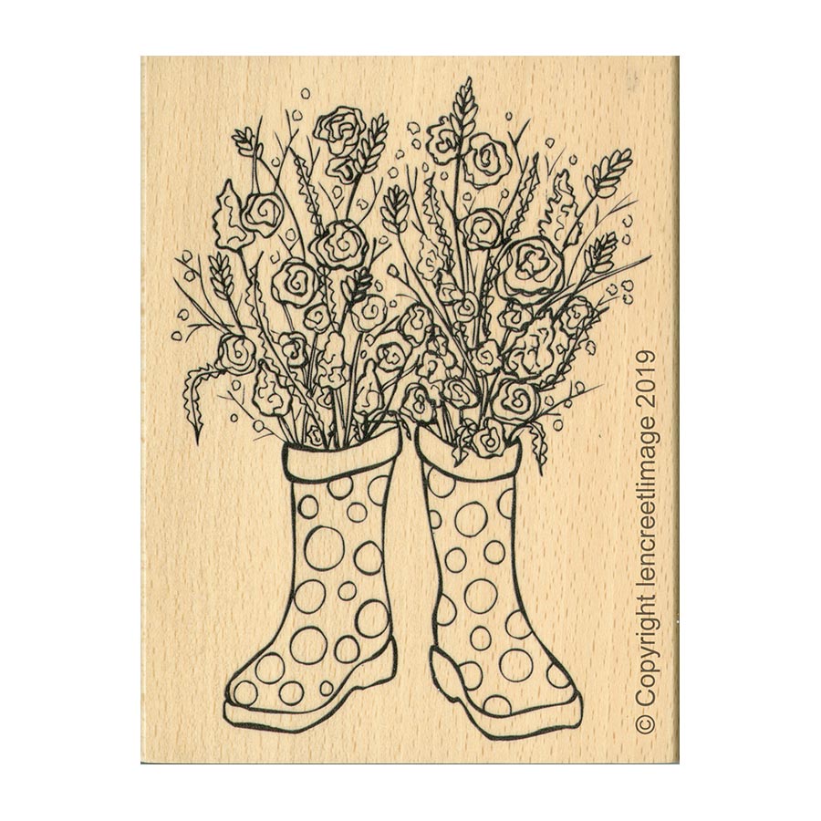 Tampon bois Bouquet de printemps - 10 x 13 cm