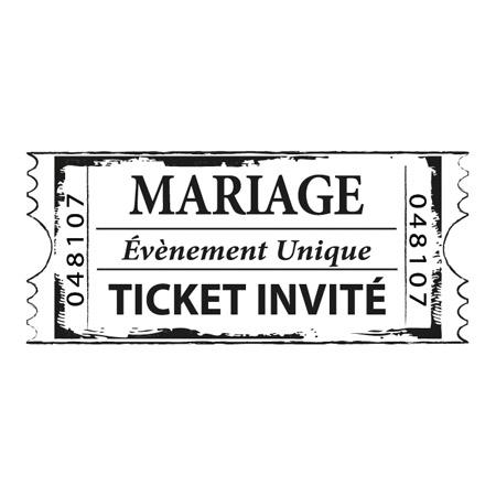 Tampon bois - Ticket mariage - 5,4 x 2,3 cm