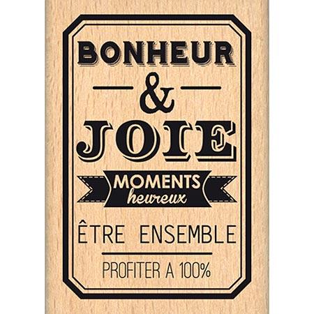 Border Line - Tampon Bois - Bonheur et Joie - 4,3 x 6,4 cm
