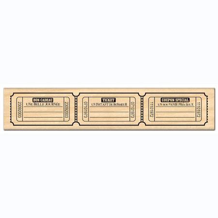 Tampon bois - Trois tickets - 2,4 x 14 cm