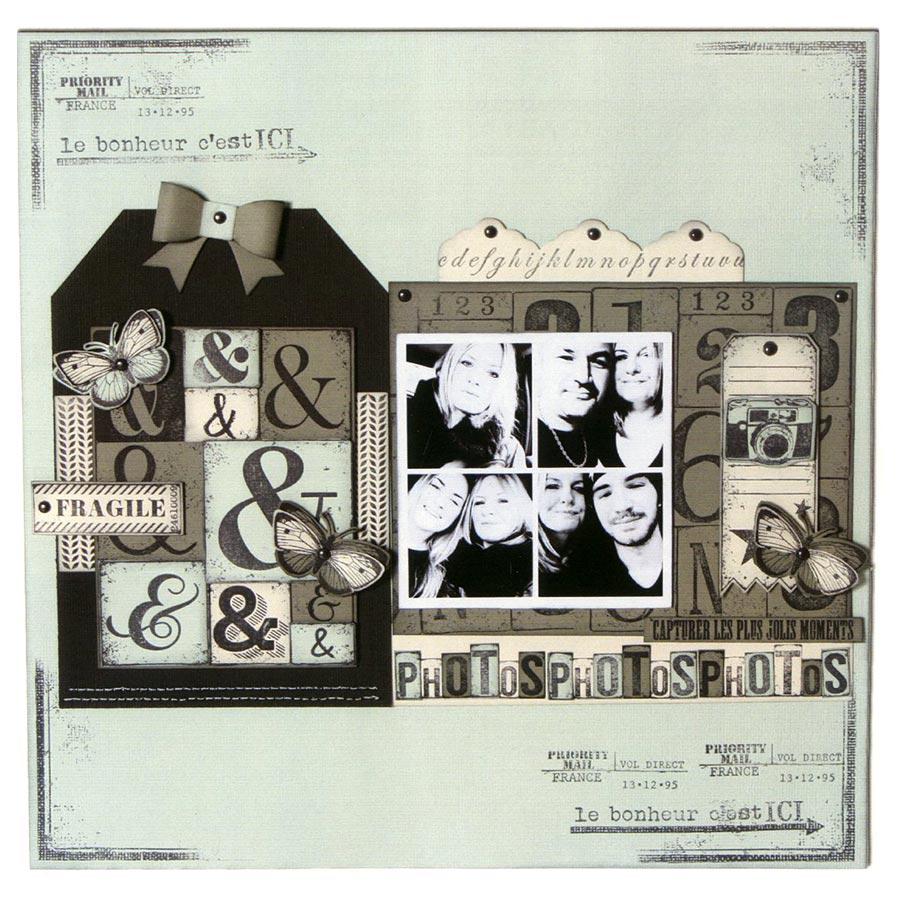Caractères authentiques - Tampon bois - « Dés » photos - 5,5 x 2 cm