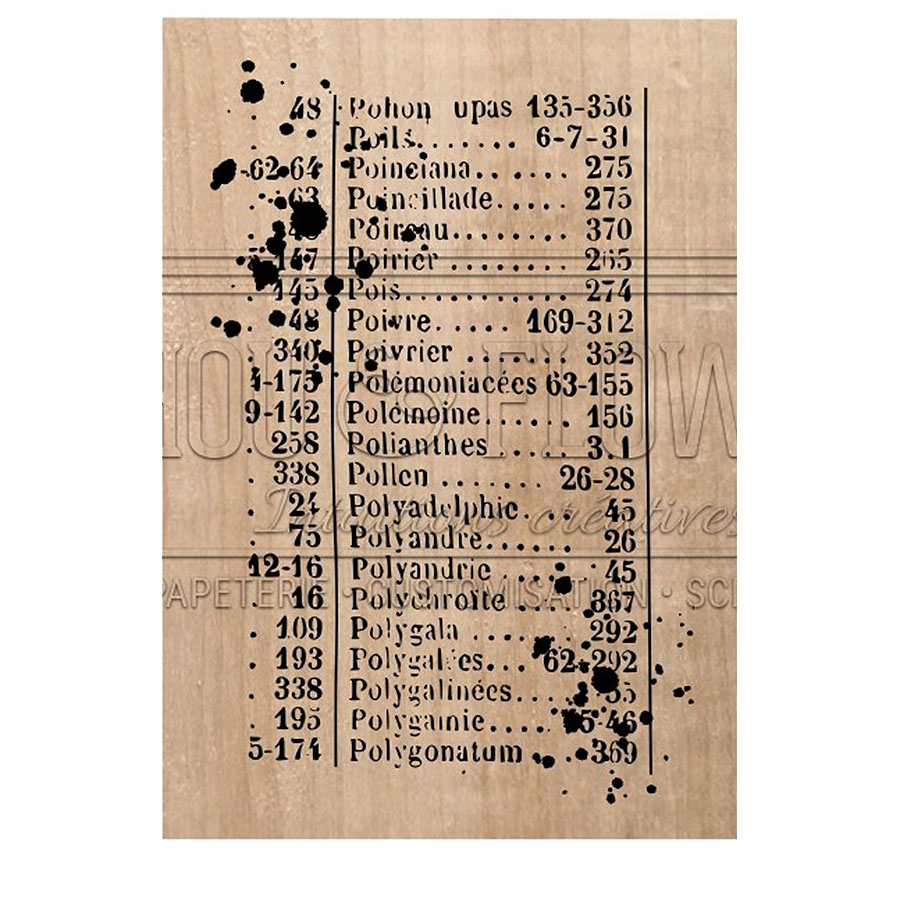 Tampon bois Texte brocante - 7 x 10 cm