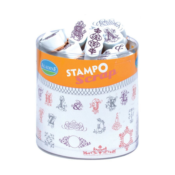 Tampon mousse - Set de 48 Tampons - Lettres et Ornements - M : 1.6 x 2 cm