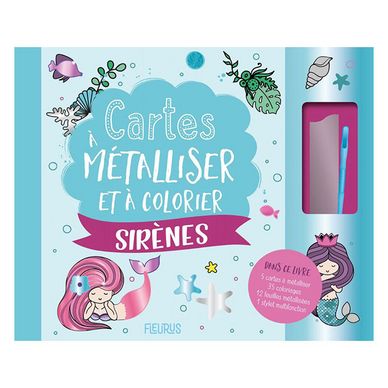 Livre coffret Cartes à pailleter et colorier : Sirènes