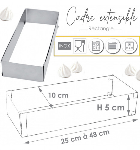 Cadre extensible rectangle inox 25 à 48 cm