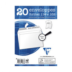 Enveloppe adhésive à Fenêtre 114 x 162 80 g/m² 20 pcs