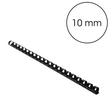 Peigne de reliure plastique Noir A4 Ø 10 mm 25 pcs