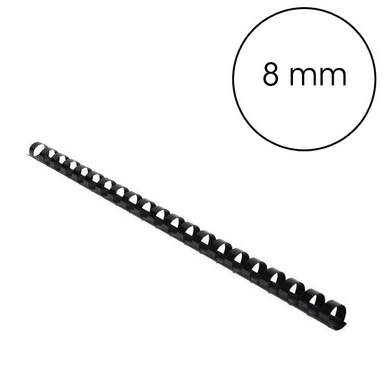 Peigne de reliure plastique Noir A4 Ø 8 mm 25 pcs