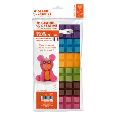 Cire à modeler couleurs Vives n°2 6 x 40 g + Mèche 1 m