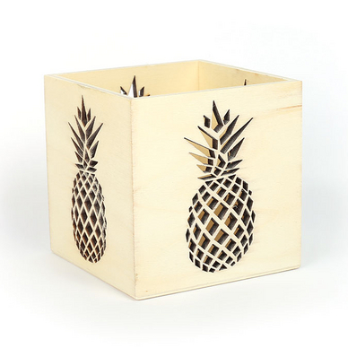 Photophore en bois Ananas 10 x 10 x 10 cm