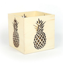 Photophore en bois Ananas 10 x 10 x 10 cm