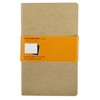 Lot de 3 carnets de notes Moleskine ligné 13 X 21 kraft