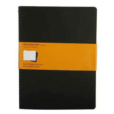 Set de 3 carnets de notes Moleskine ligné 19 X 25 noir