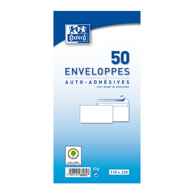Enveloppe blanche auto-adhésive 110 x 220 mm 50 pcs