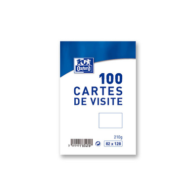 Carte de visite blanche 82 x 128 mm 100 pcs Blanc