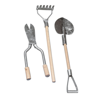 Outils de jardin miniatures 9 à 13 cm - 3 pcs