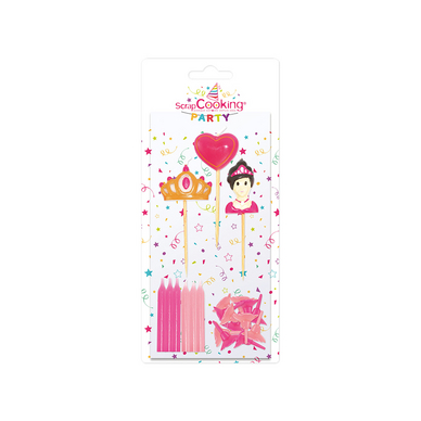 Bougies x 12 + 3 bougies princesse - 5 et 10 cm