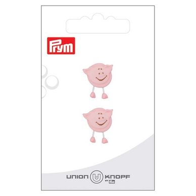 Bouton Polyester 18 mm 2 pcs Cochon rose