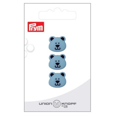 Bouton Polyester 15 mm 3 pcs Tête d'Ours Bleu clair