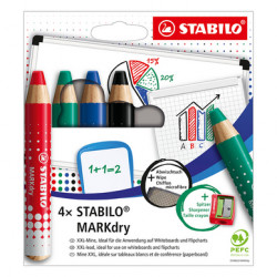 Crayon marqueur effaçable à sec MARKdry Set 4 couleurs