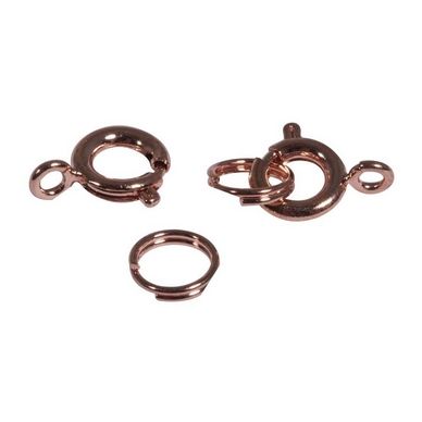 Fermoir à ressort avec Anneau fendu ø 7 mm Couleur Or rose 4 pcs