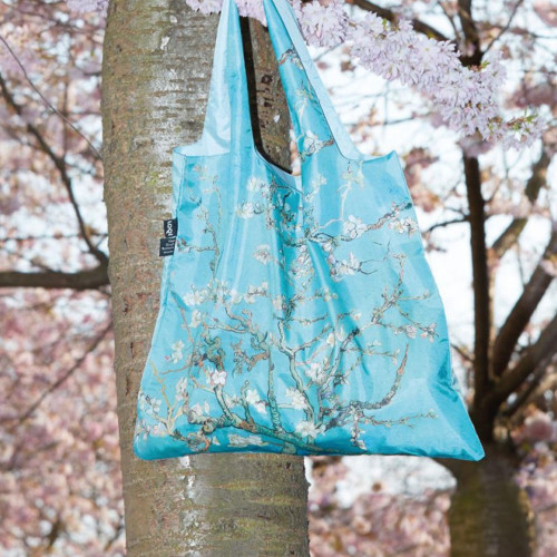 Sac shopping pliable avec pochette zip V. Van Gogh L'amandier en fleur - Loqi