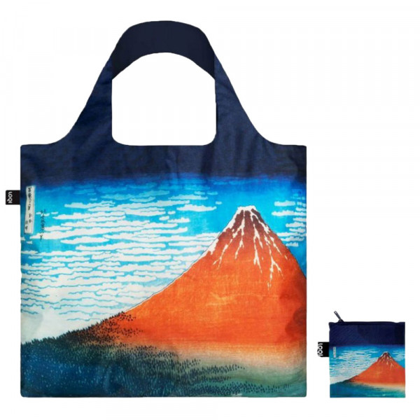 Sac shopping pliable avec pochette zip K. Hokusai Le fuji rouge - Loqi