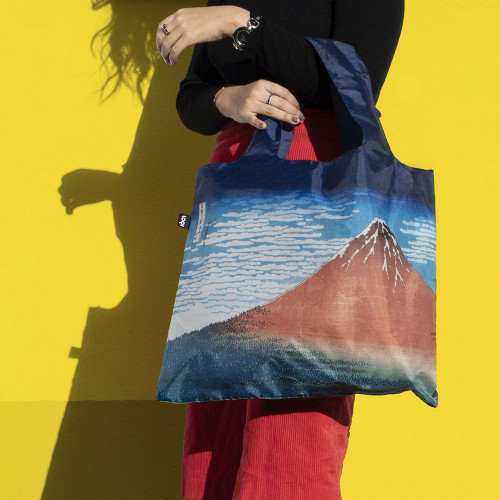 Sac shopping pliable avec pochette zip K. Hokusai Le fuji rouge - Loqi