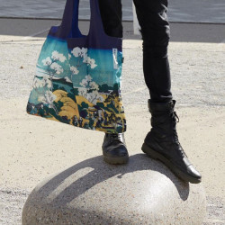 Sac shopping pliable avec pochette zip K. Hokusai Le Fuji de Gotenyama à Shinagawa - Loqi