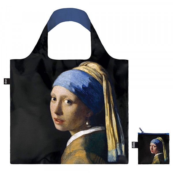 Sac shopping pliable avec pochette zip J. Vermeer La Jeune Fille à la perle - Loqi