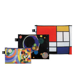 Lot de 3 pochettes zip Delaunay Kandinsky Mondrian - Loqi
