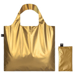 Sac shopping pliable avec pochette zip Or métallique - Loqi