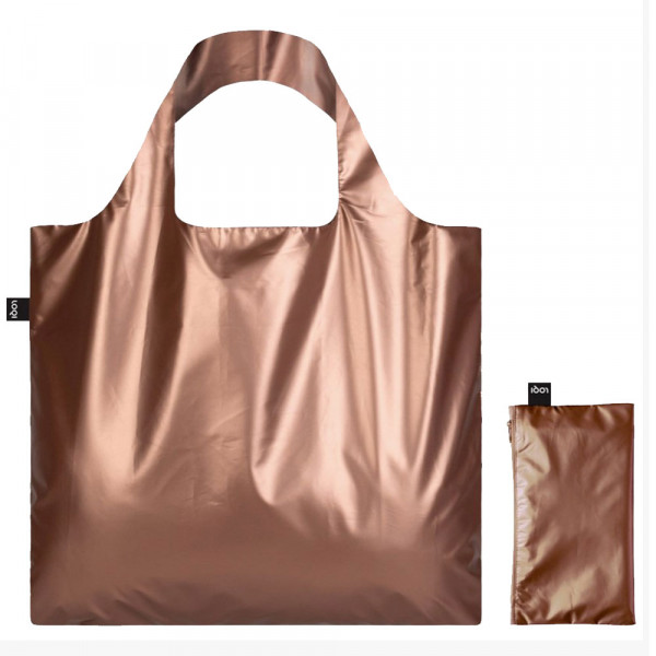 Sac shopping pliable avec pochette zip Rose gold métallique - Loqi