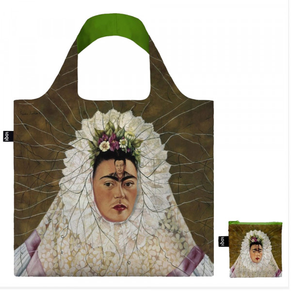 Sac shopping pliable avec pochette zip F. Kahlo Autoportrait en Tehuana - Loqi