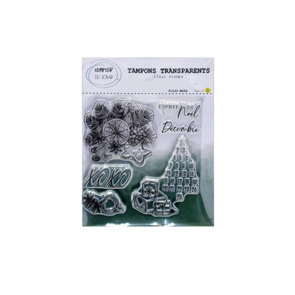 Tampons transparents Esprit de Noel 6 pcs