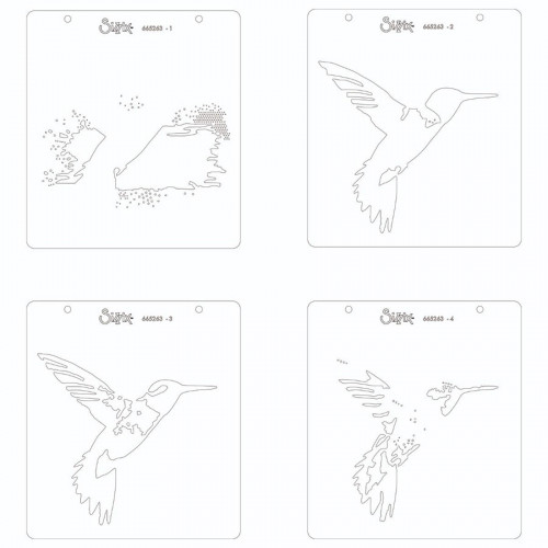 Pochoirs superposables Colibri 4 pcs