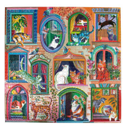 Puzzle 1000 pièces Cats in windows - EEBOO