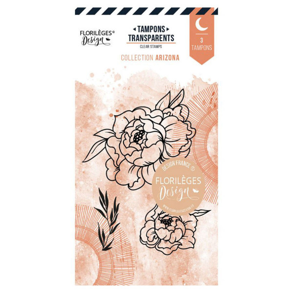 Tampons transparents Duo de fleurs 3 pcs