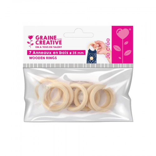 Anneaux en bois Ø 35 mm 7 pcs