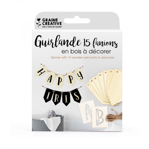 Guirlande en bois fanions et pochoirs