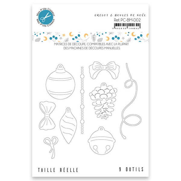 Dies set Grelot et boules de Noël 9 pcs
