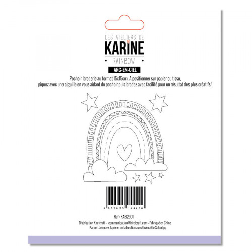 Pochoir Broderie Arc-en-ciel 15 x 15 cm