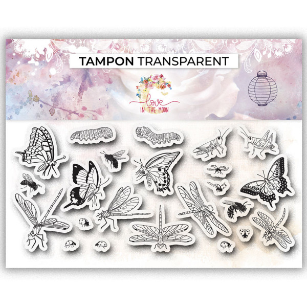 Tampons transparents Chenilles et libellules 23 pcs