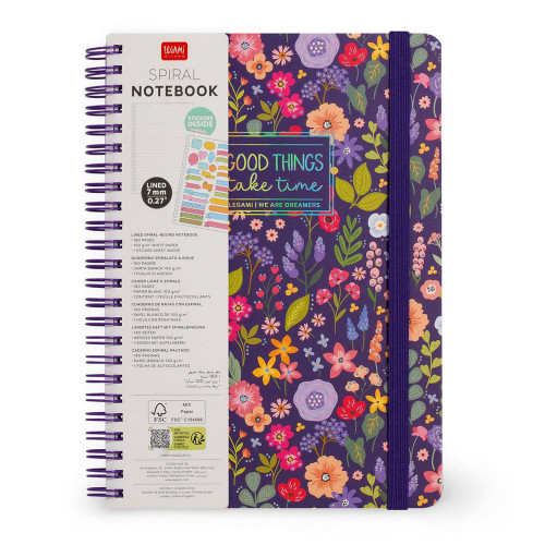 Carnet de notes à spirales Ligné Large Flowers - Legami