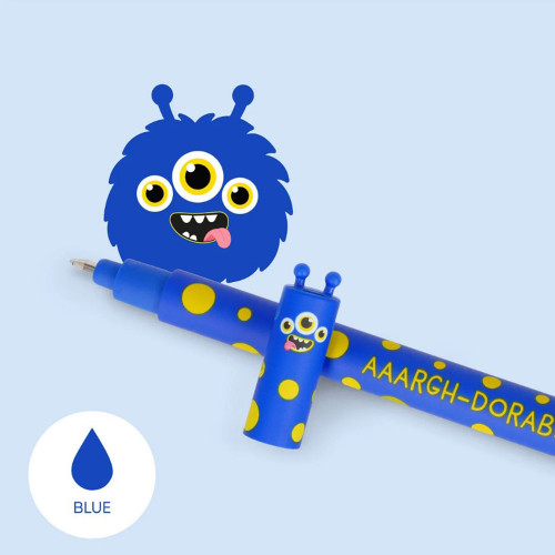 Stylo Gel Effaçable Monster Encre Bleue - Legami