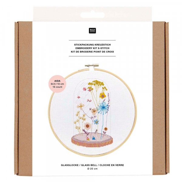 Kit Broderie Point de croix Cloche en verre - Rico Design