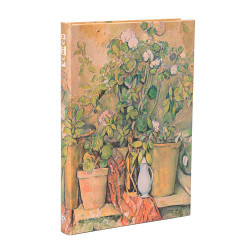 Carnet rigide 18 x 12 cm 144 p Uni Cézanne, Pots en terre cuite et fleurs - Paperblanks