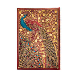 Carnet rigide 18 x 12 cm 144 p Ligné Hafiz, Les paons - Paperblanks