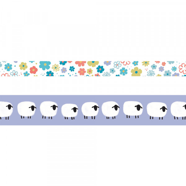Lot de masking tape Moutons et fleurs 5 m Saute-mouton 2 pcs - Artemio